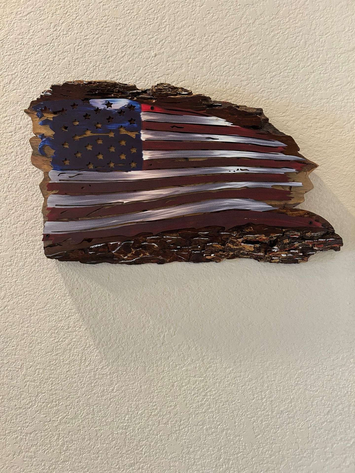 American Flag on Live Edge Mesquite