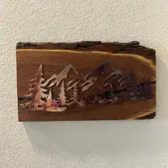 Mountain Scene in Metal on Mesquite