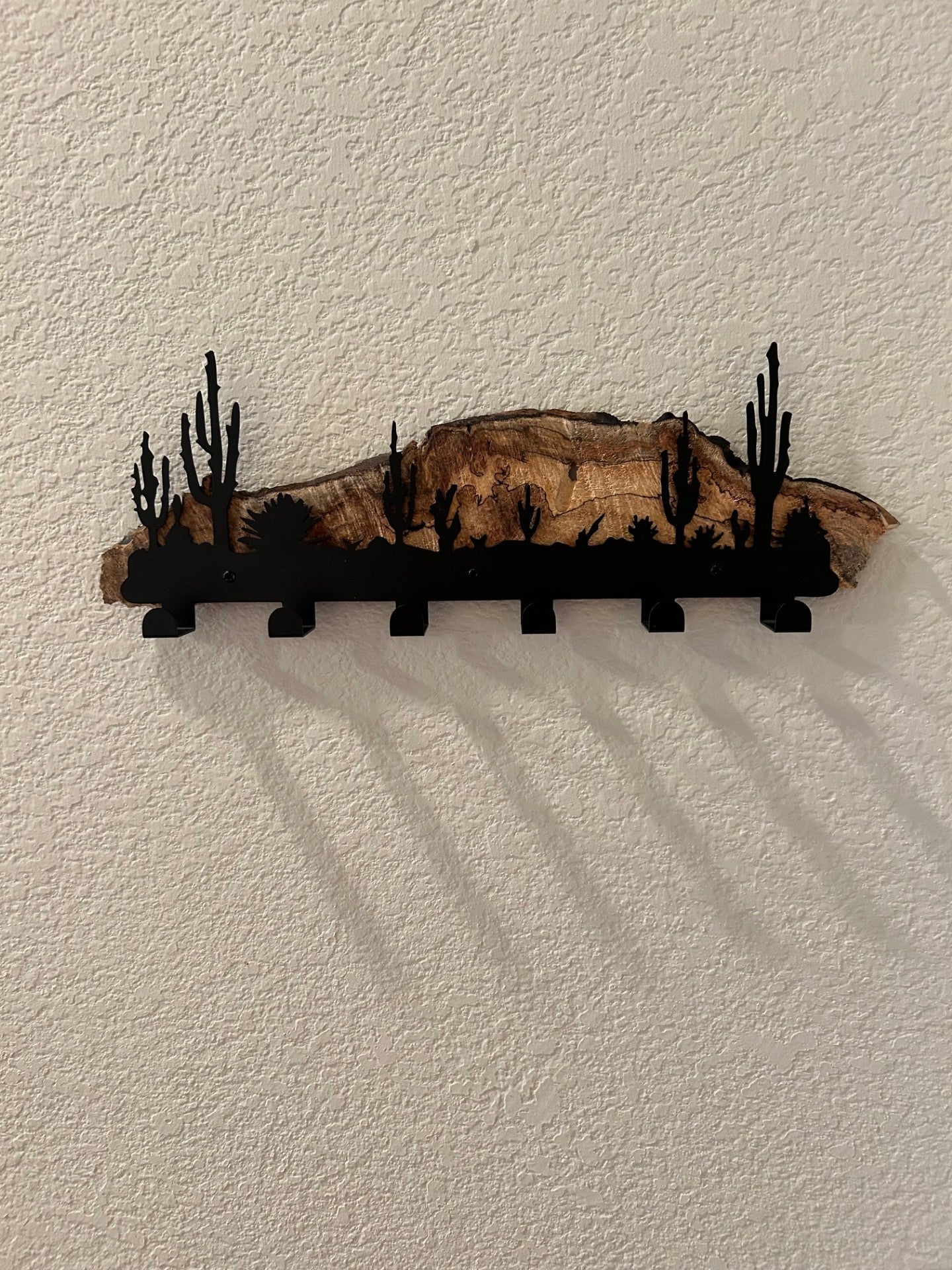 Southwest Key/Lanyard Holder - Cactus Scene on Spalted Maple