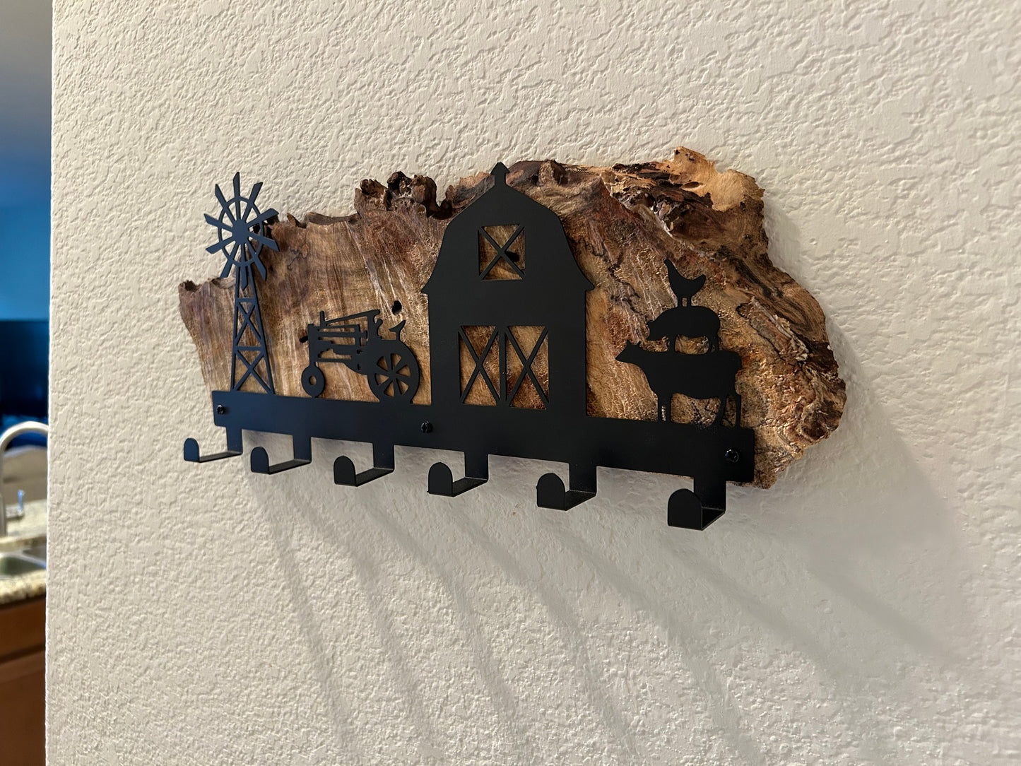 Farm Scene Key/Leash Holder on Spalted Maple