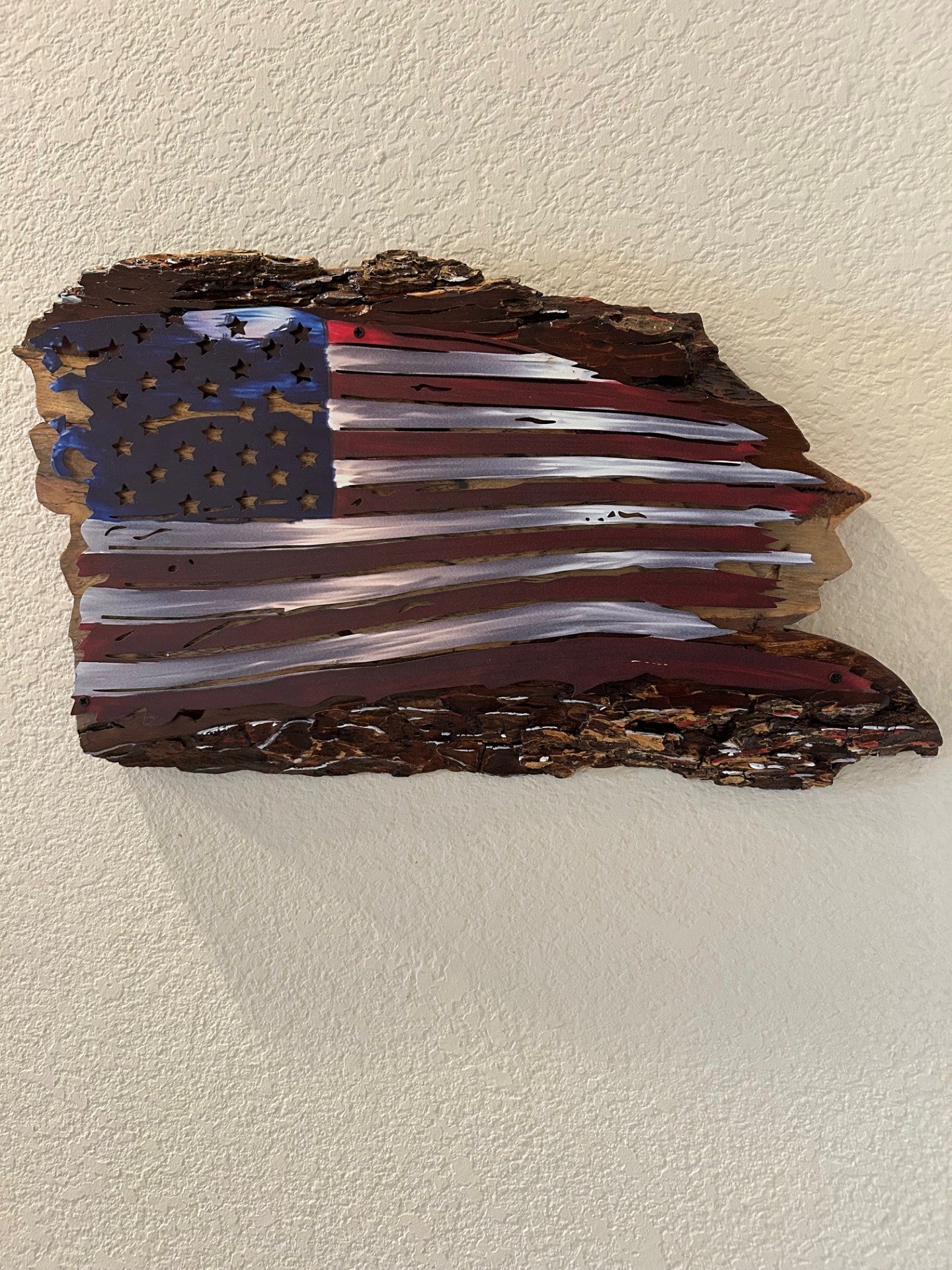 American Flag on Live Edge Mesquite