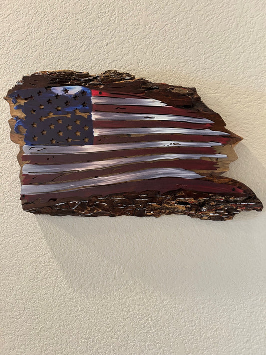 American Flag on Live Edge Mesquite