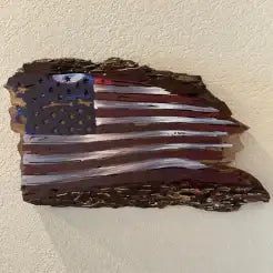 American Flag on Live Edge Mesquite