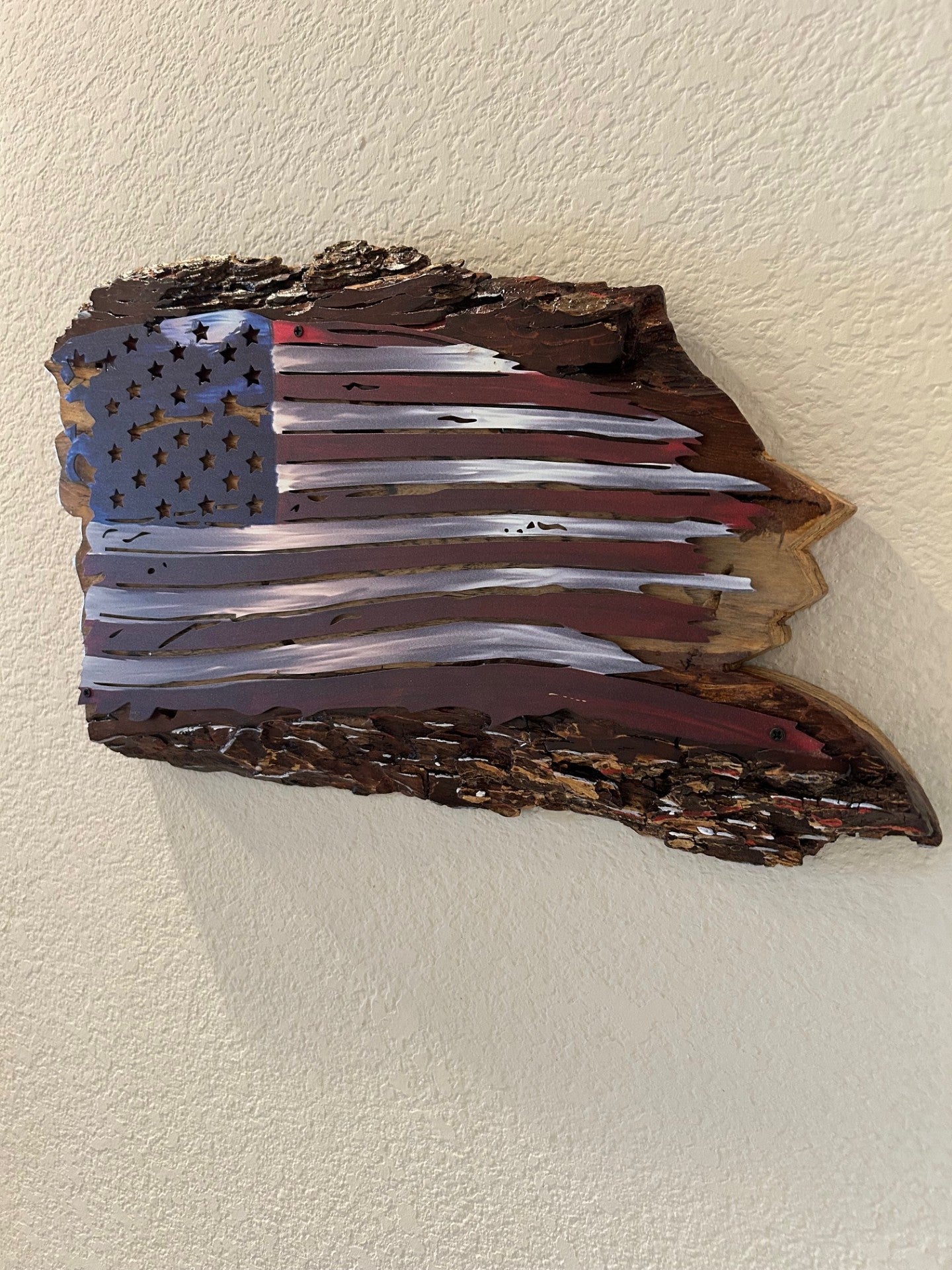 American Flag on Live Edge Mesquite