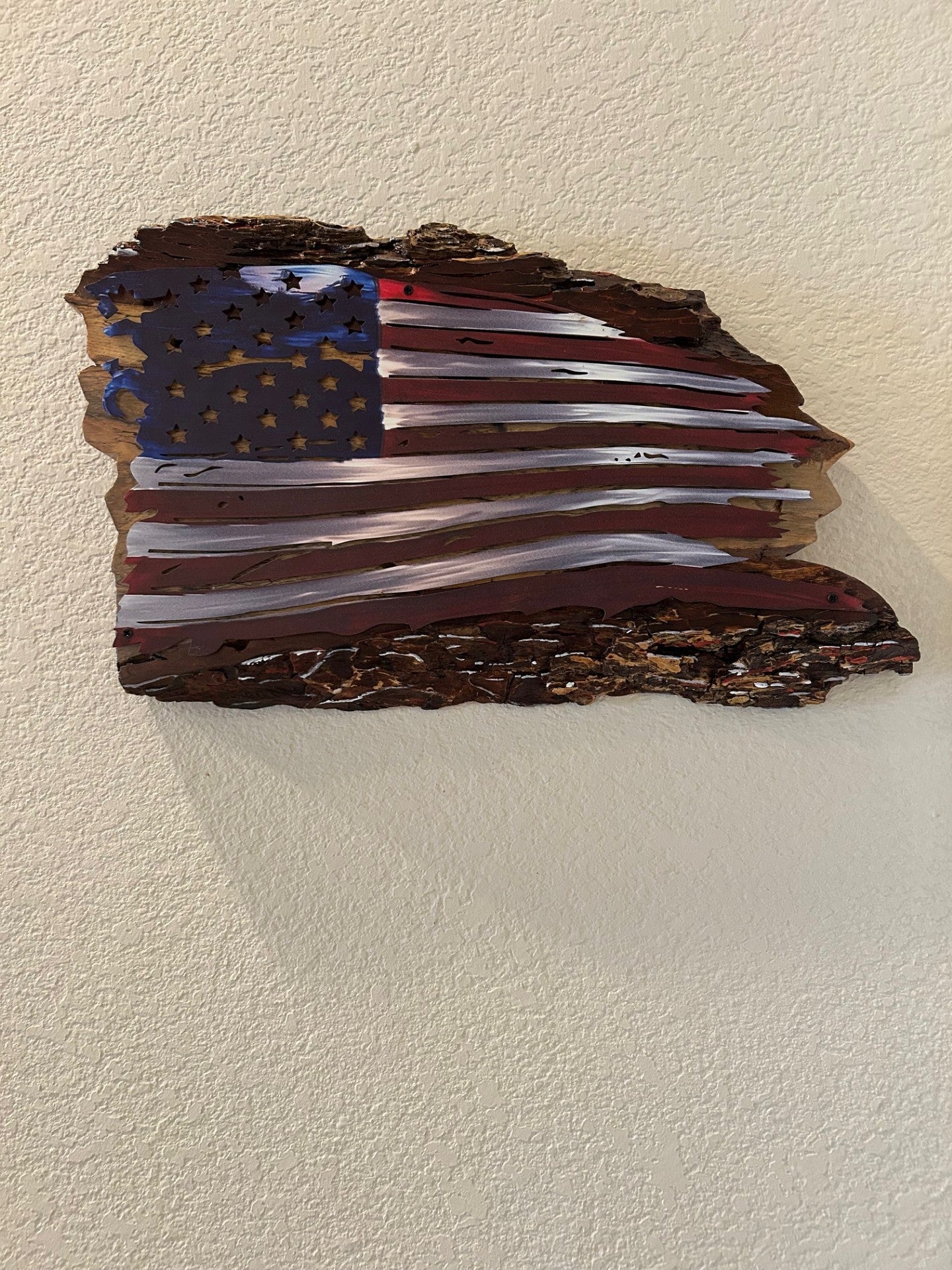 American Flag on Live Edge Mesquite