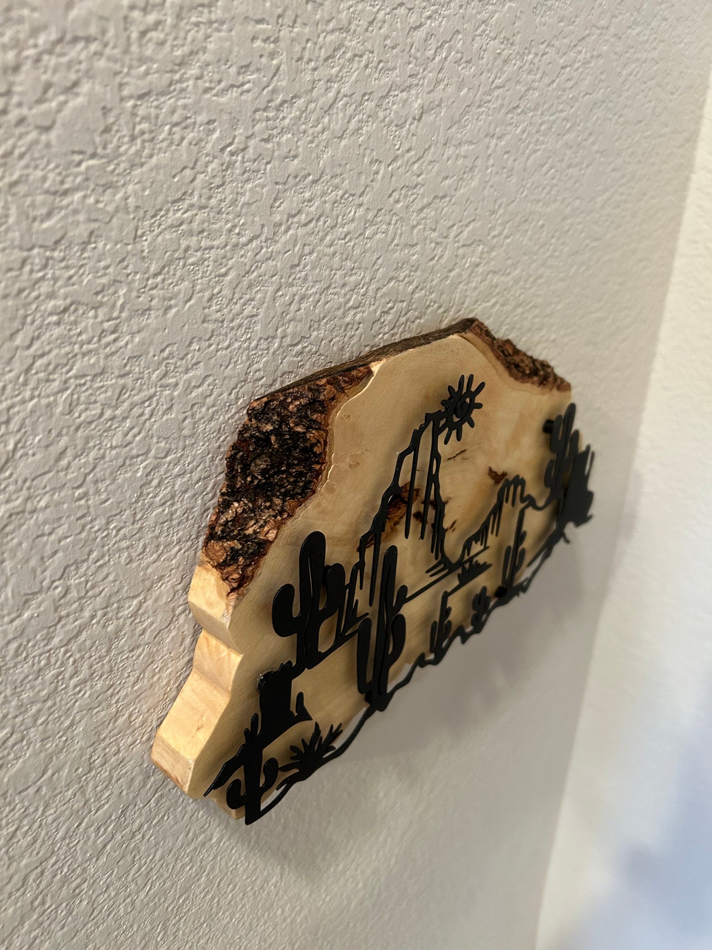 Southwest Cactus Scene on Spalted Maple