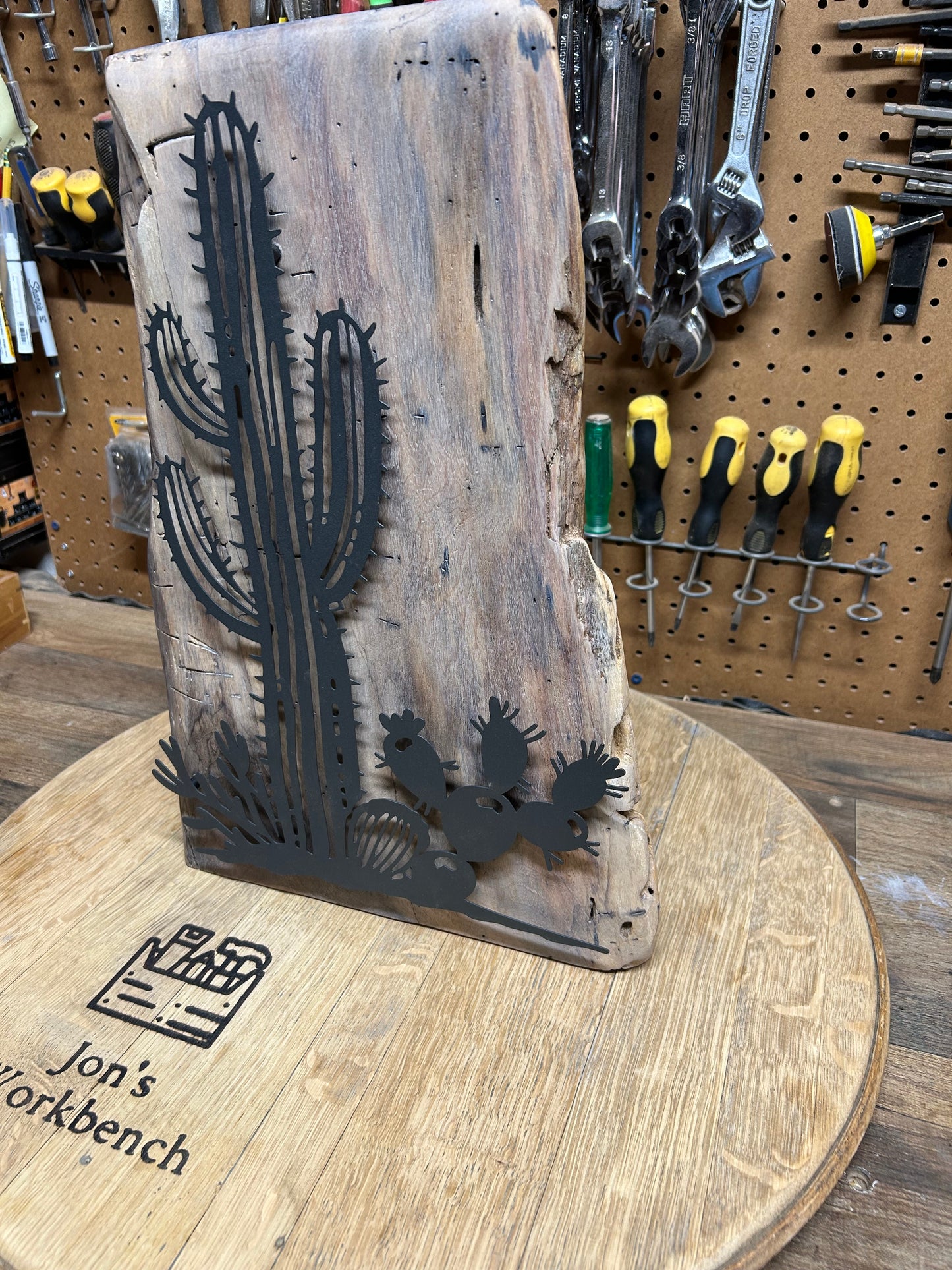 Southwest Cactus Scene on Cedar