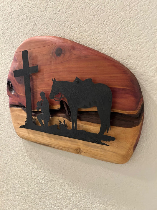 Kneeling Cowboy on Cedar