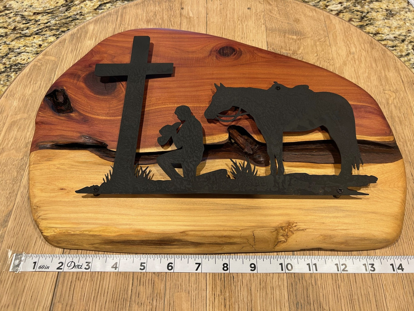 Kneeling Cowboy on Cedar