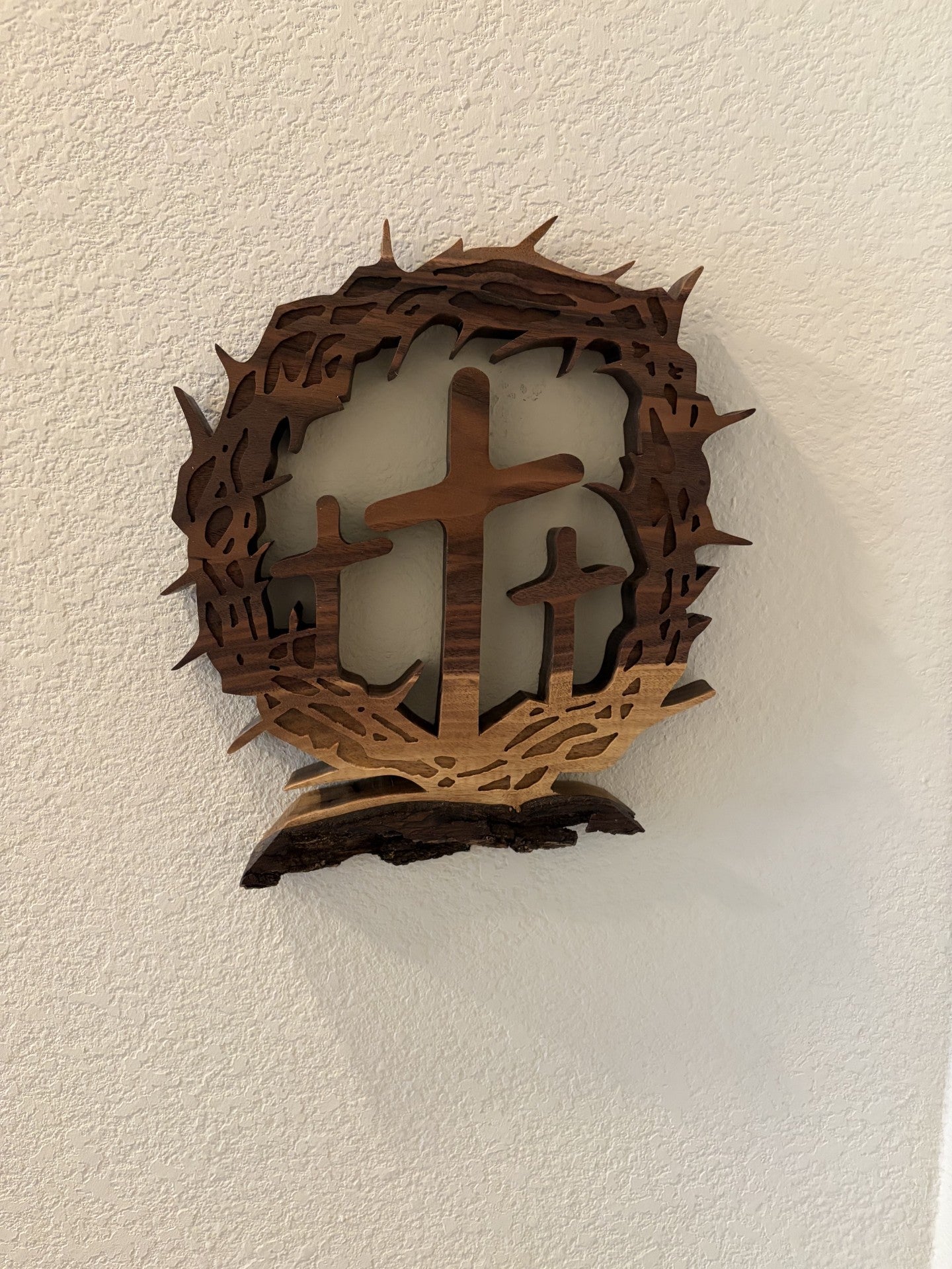 Walnut Three Crosses in Thorn Crown