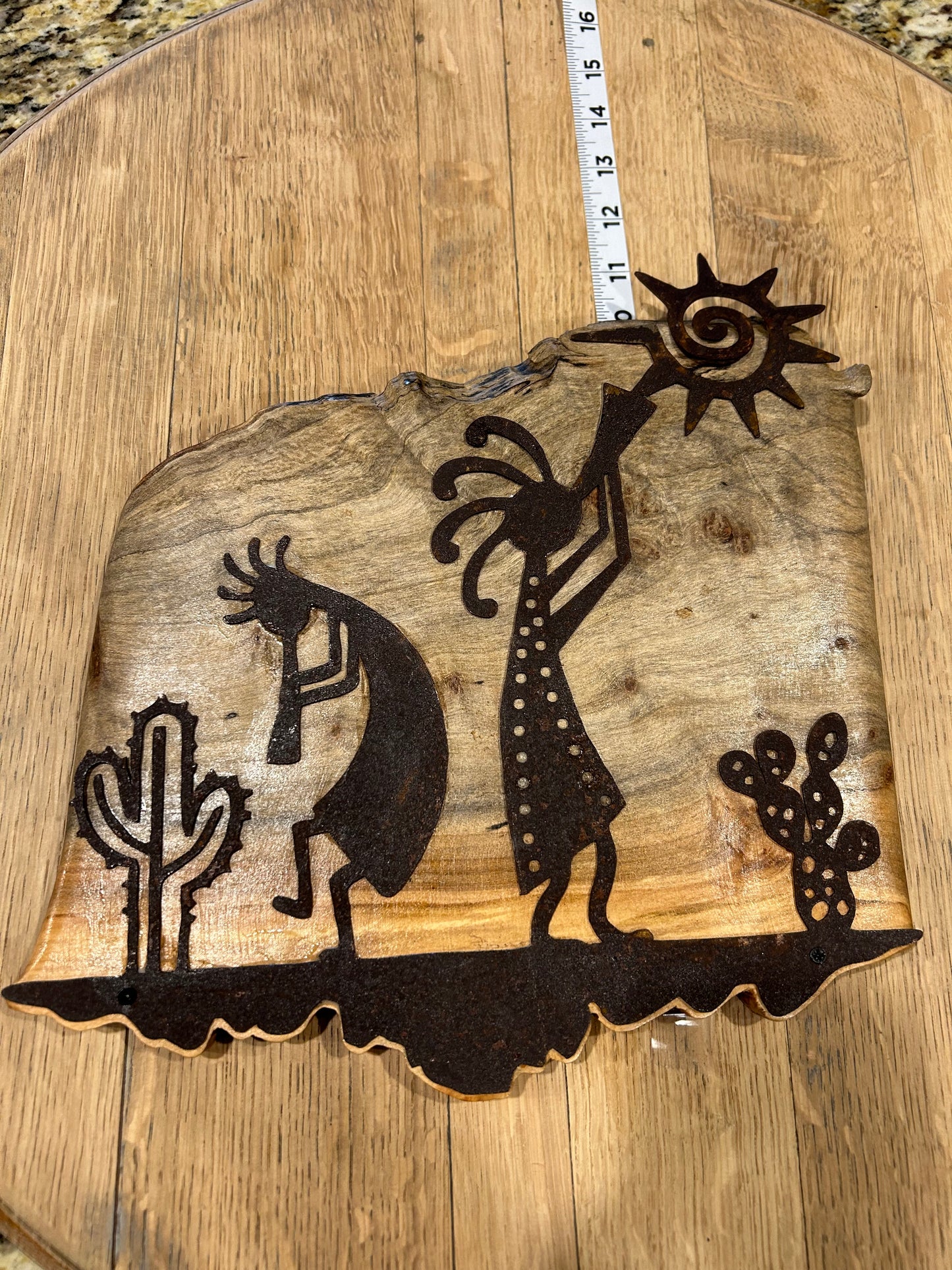 Kokopeli Southwest Scene on Live Edge Cedar