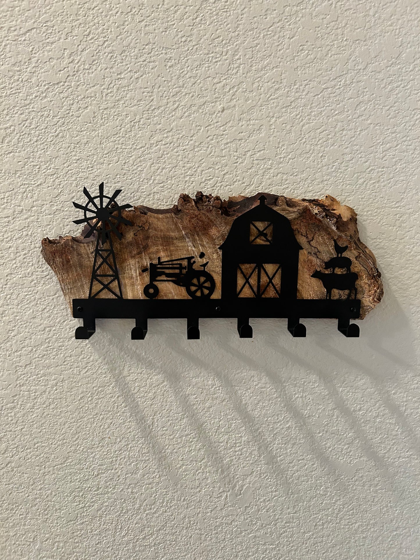 Farm Scene Key/Leash Holder on Spalted Maple
