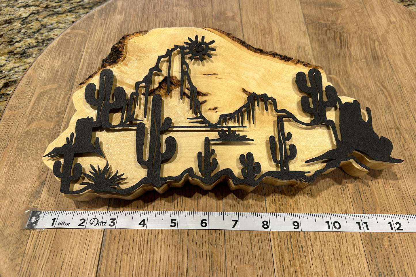 Southwest Cactus Scene on Spalted Maple