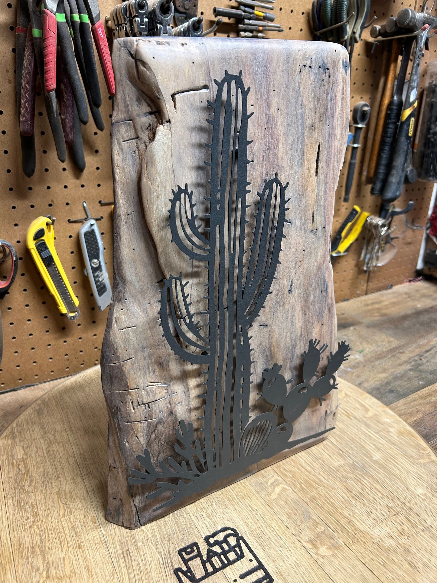 Southwest Cactus Scene on Cedar