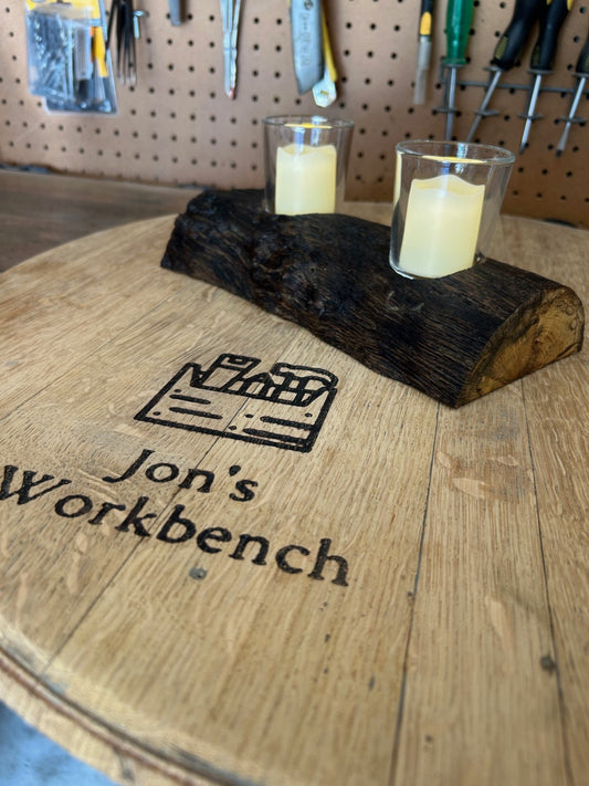 Dual Tea Light Holder in Charred Maple