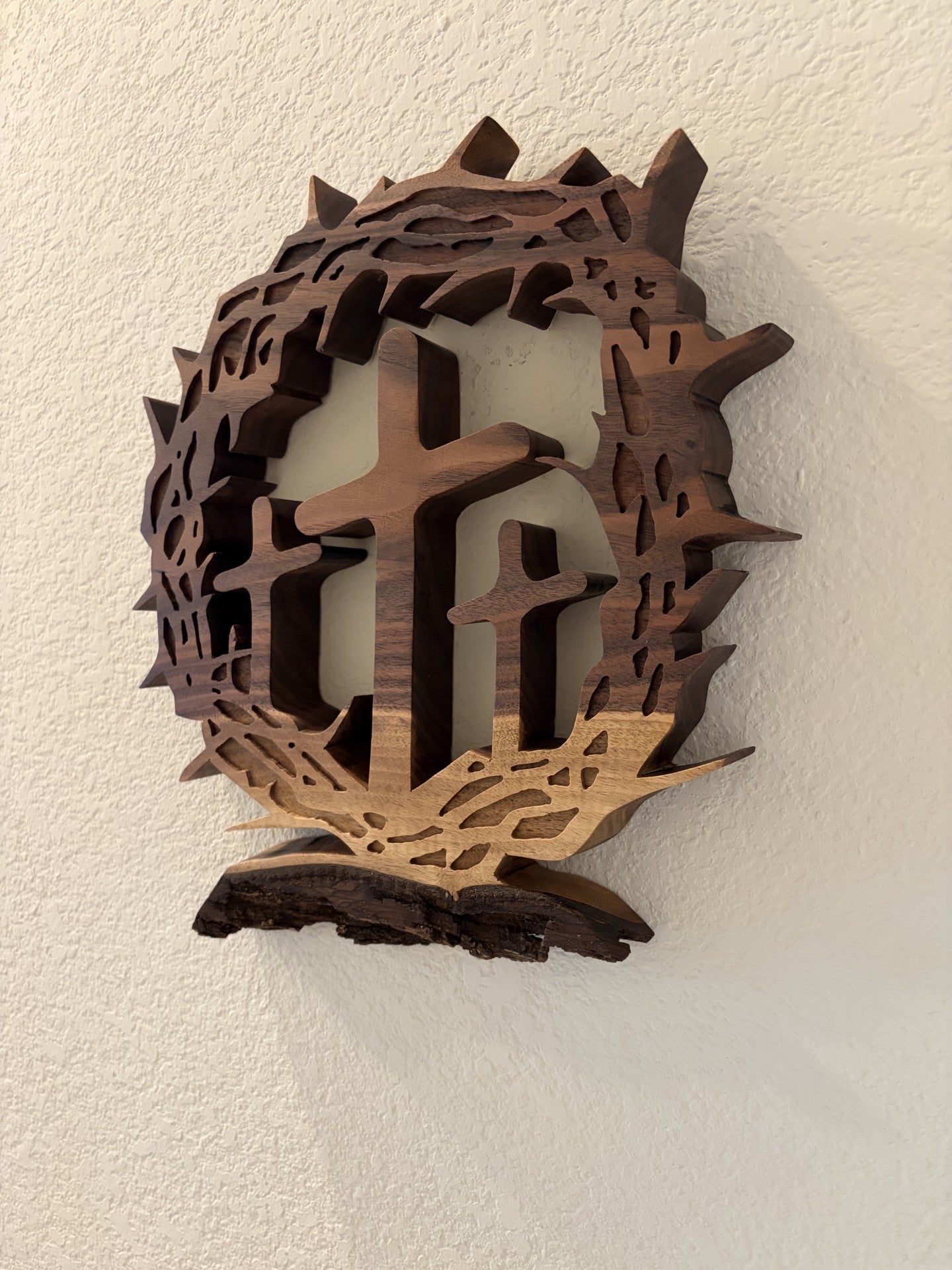 Walnut Three Crosses in Thorn Crown